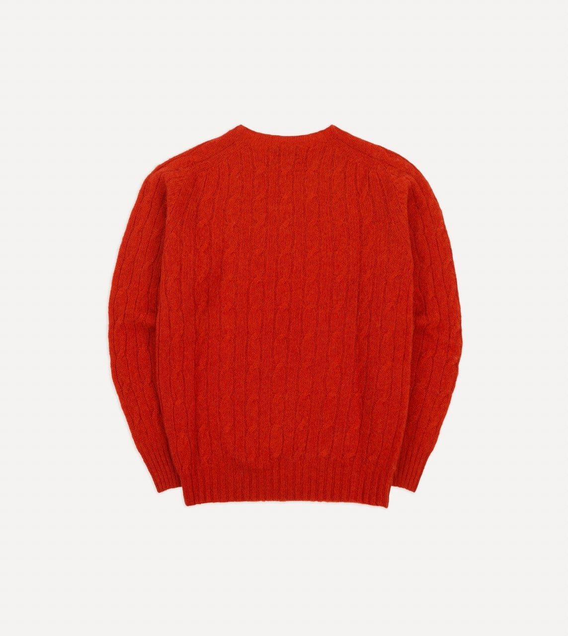 Red Brushed Cable Knit Shetland Crew Neck Jumper - Image 5
