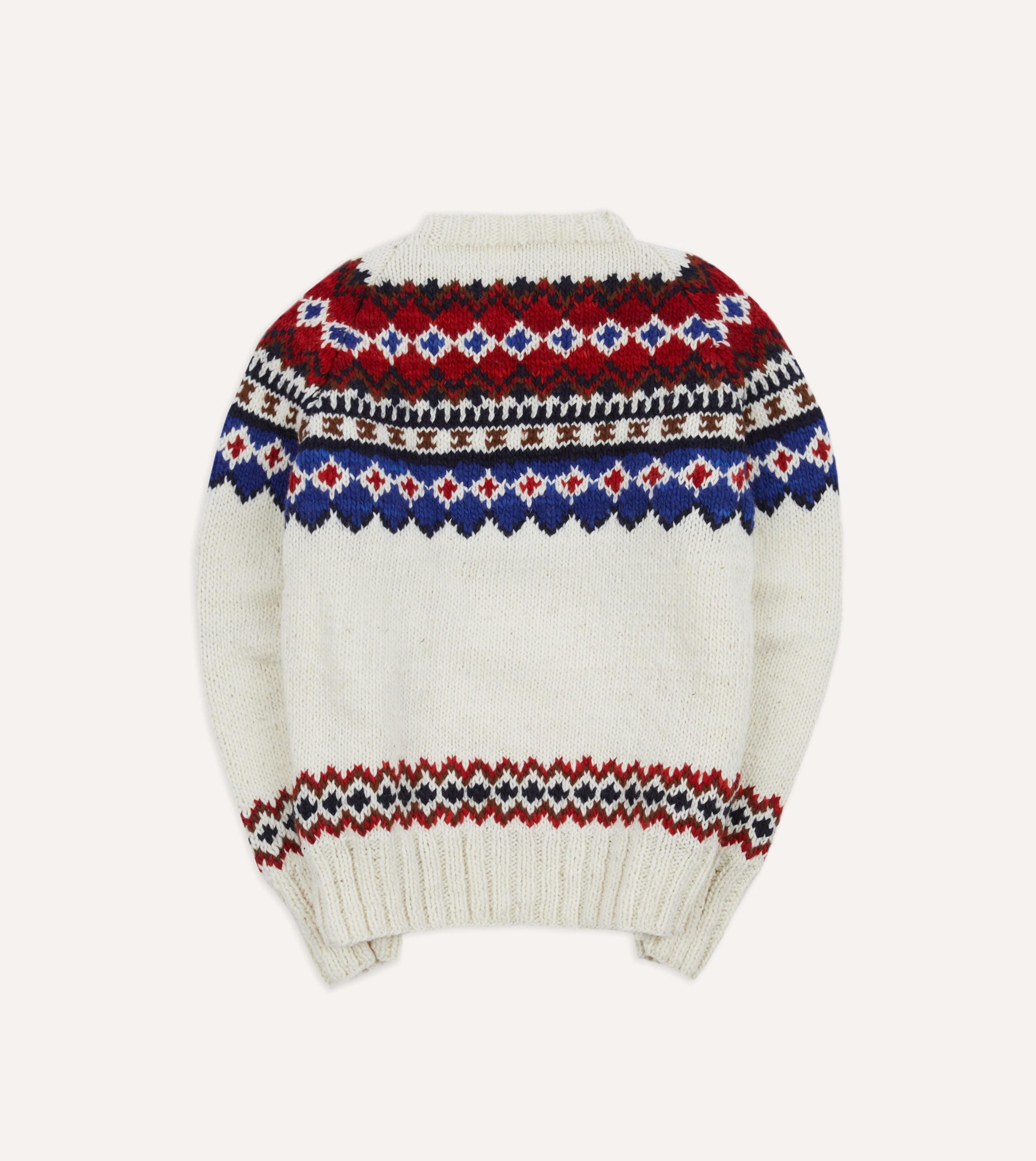 Chamula for Drake's Ecru and Red Fairisle Merino Jumper - Image 5