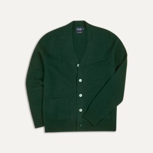 Dark Green Lambswool 6 Button Cardigan