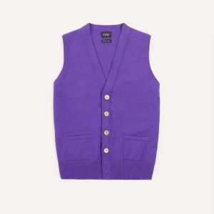 Purple Lambswool Sleeveless Cardigan