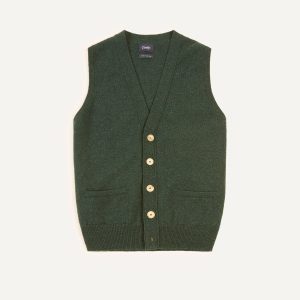 Green Lambswool Sleeveless Cardigan