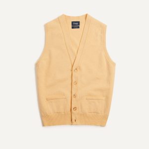 Yellow Lambswool Sleeveless Cardigan