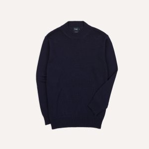 Navy Cotton Mock Neck Jumper