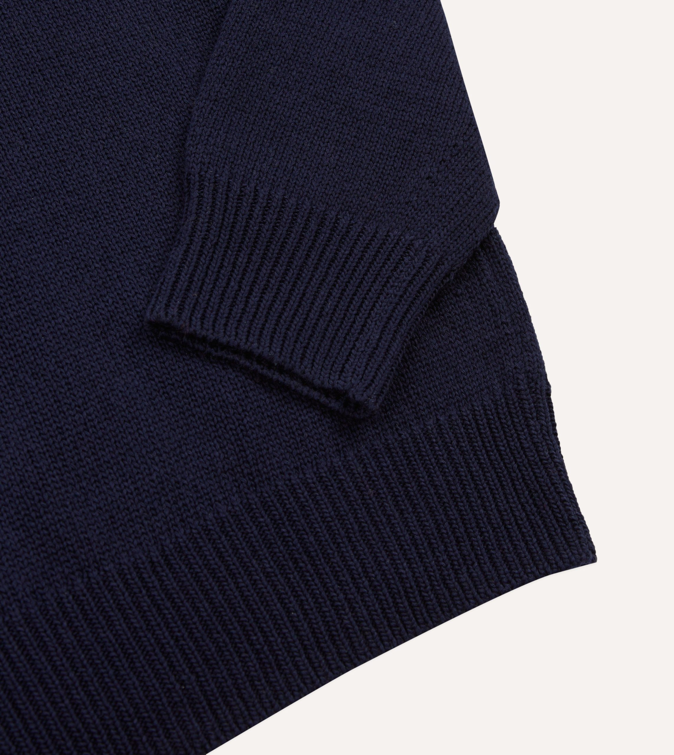 Navy Cotton Mock Neck Jumper - Image 4