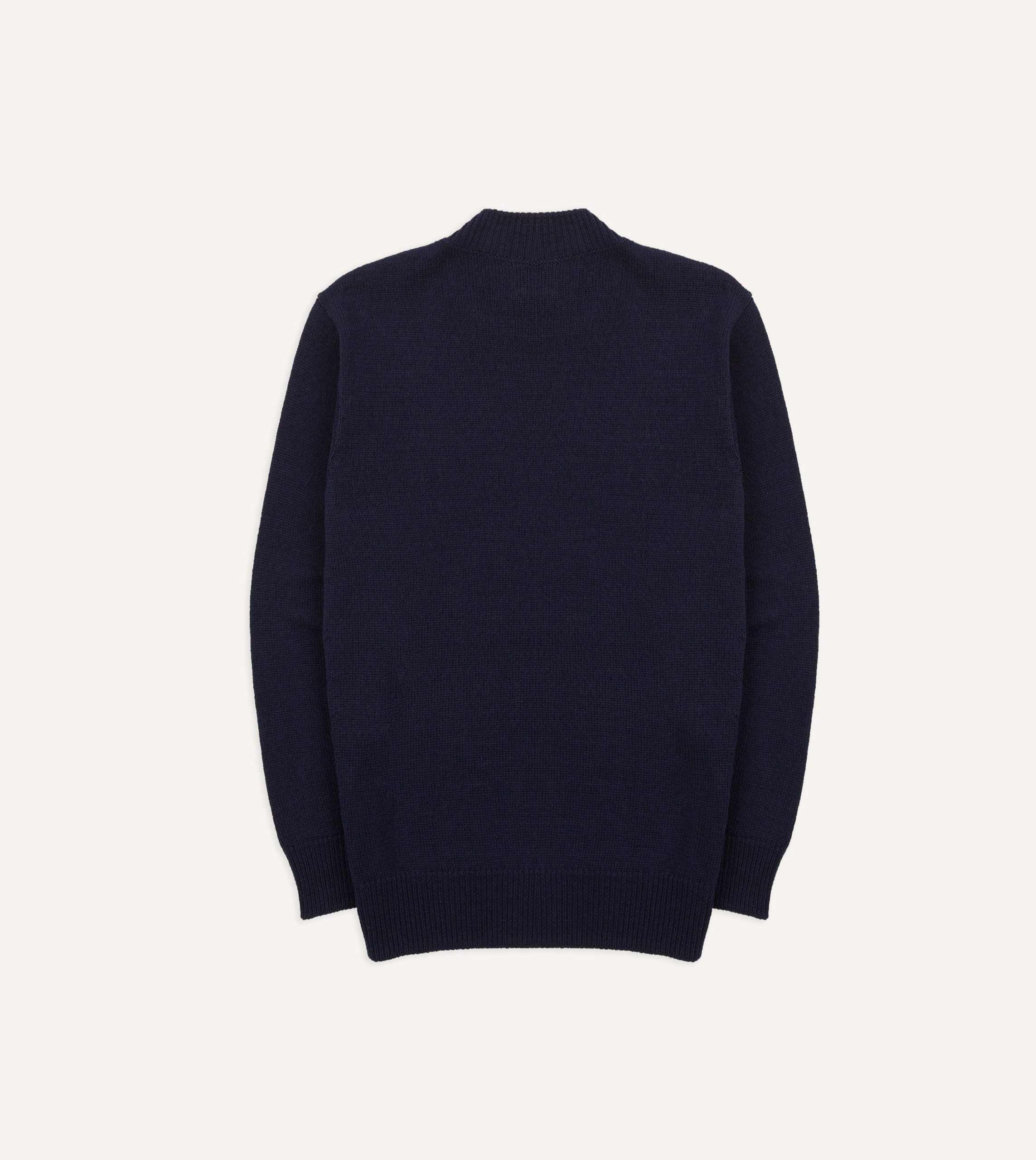Navy Cotton Mock Neck Jumper - Image 5