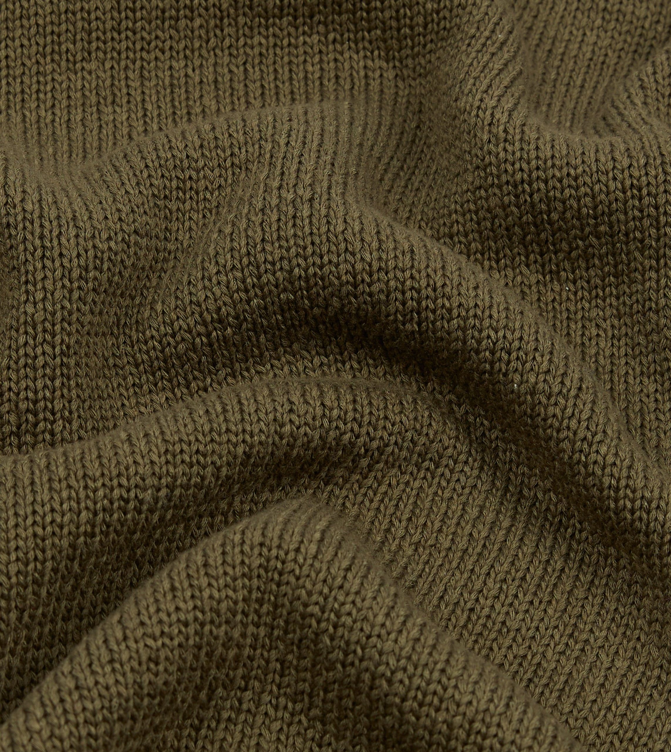 Olive Cotton Mock Neck Jumper - Image 2