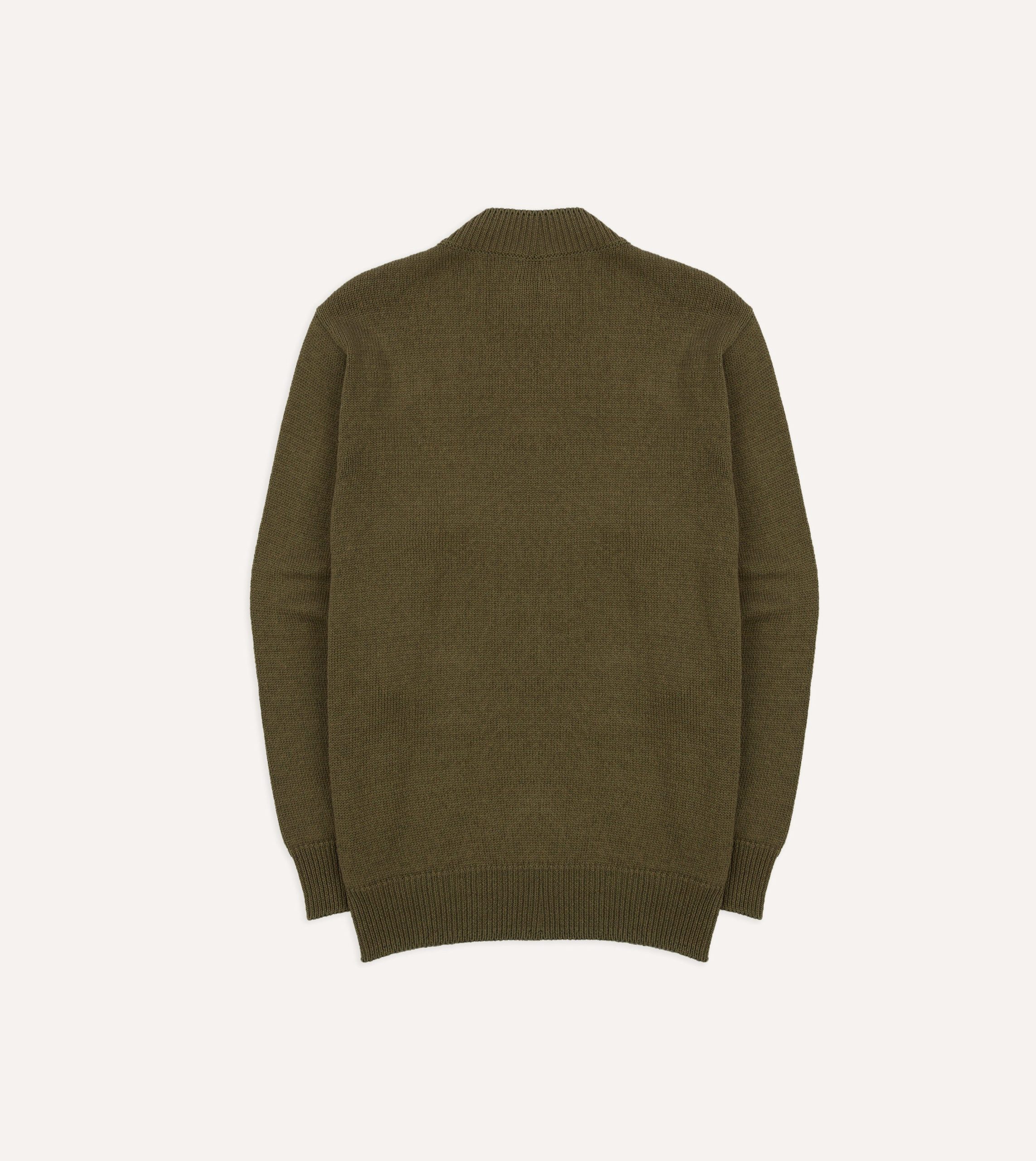 Olive Cotton Mock Neck Jumper - Image 5
