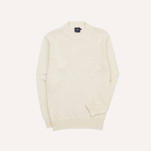 Ecru Cotton Mock Neck Jumper