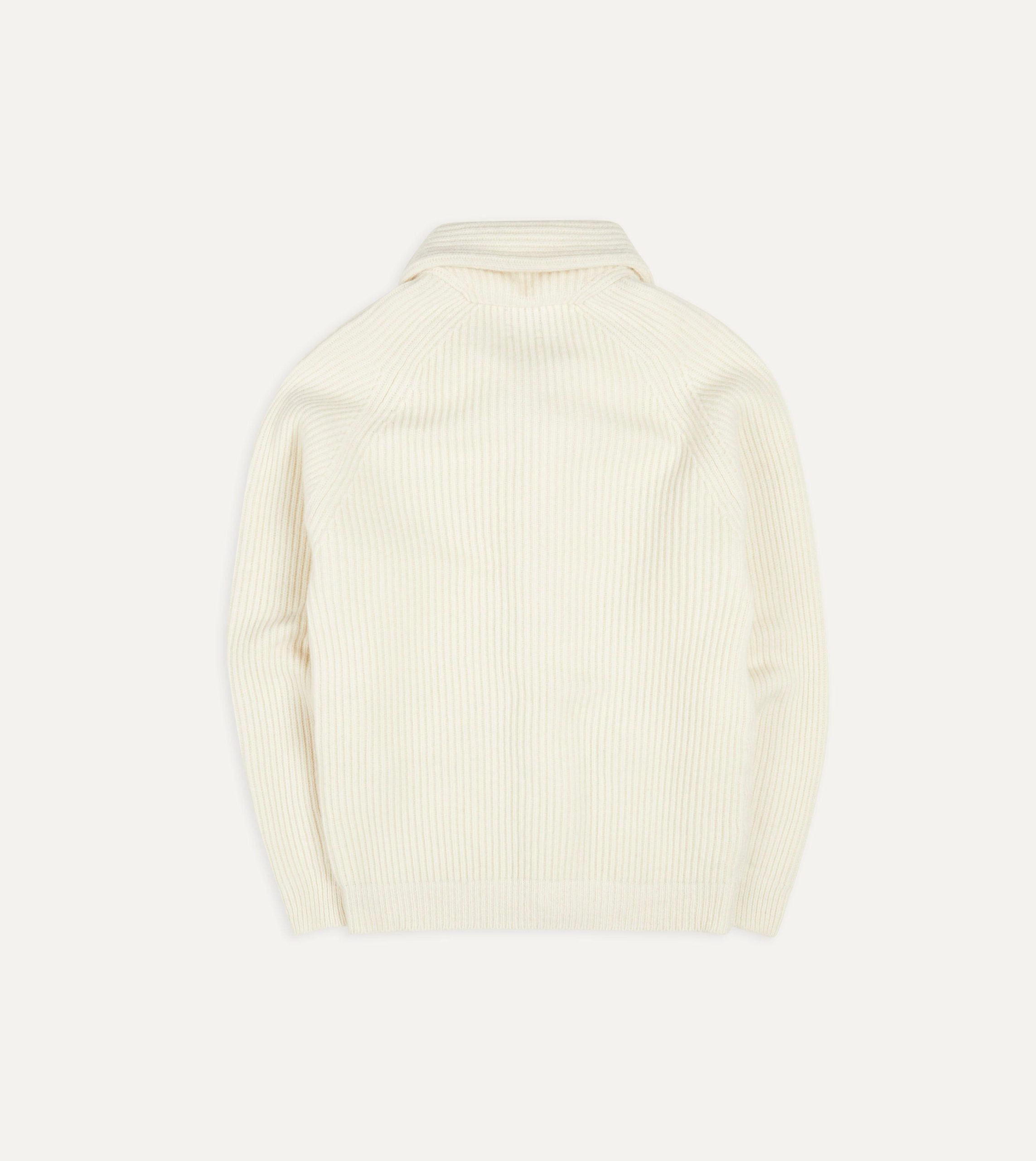 Ecru Lambswool Shawl Collar Cardigan - Image 6