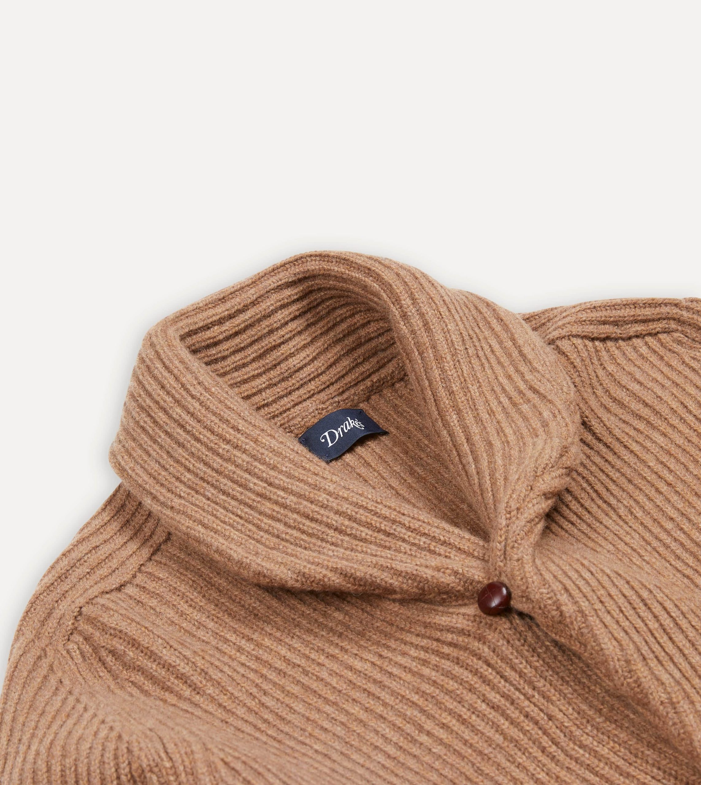 Camel Lambswool Shawl Collar Cardigan - Image 4