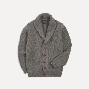 Grey Lambswool Shawl Collar Cardigan
