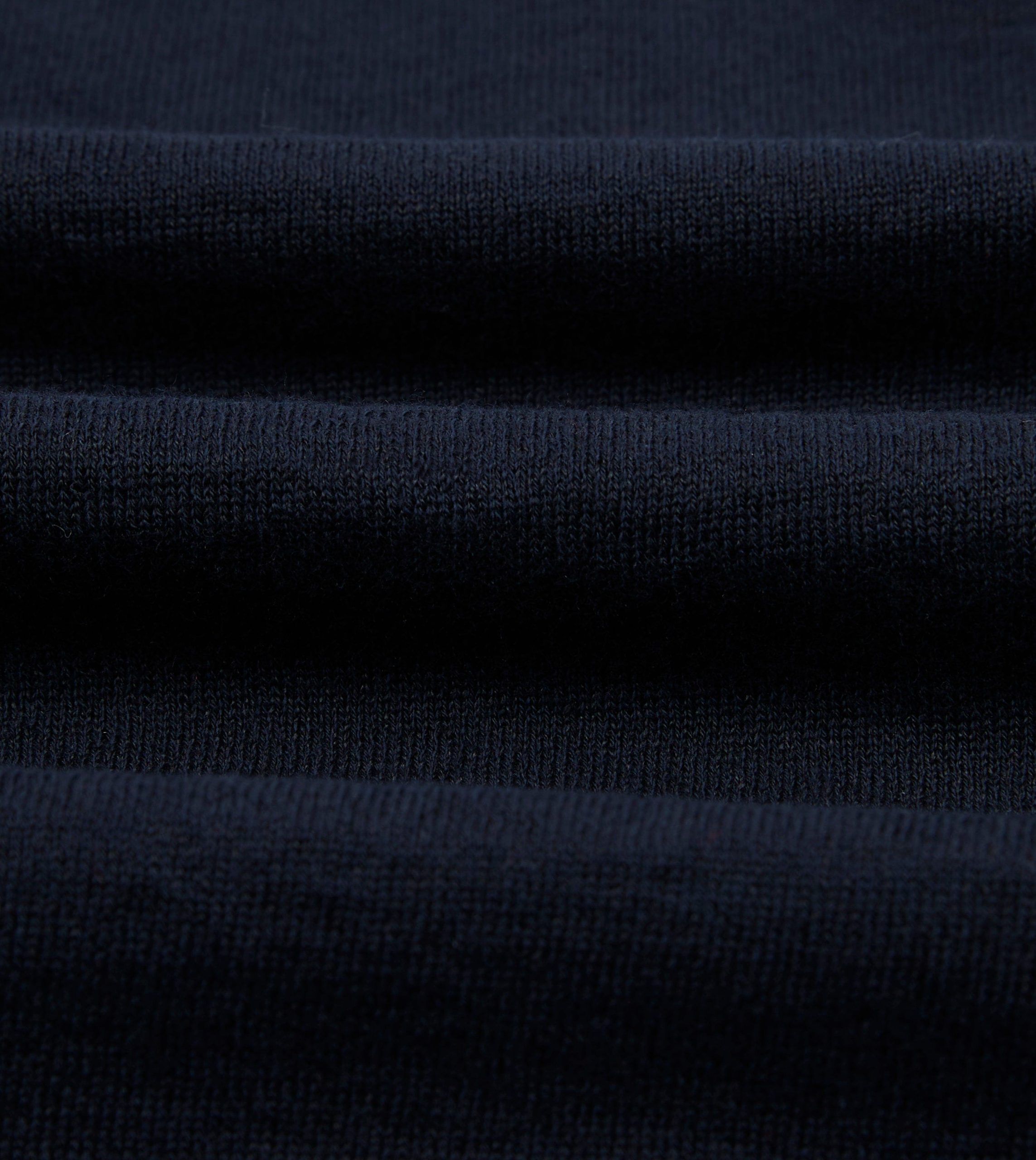 Navy Knitted Linen-Cotton Short-Sleeve Polo Shirt - Image 2