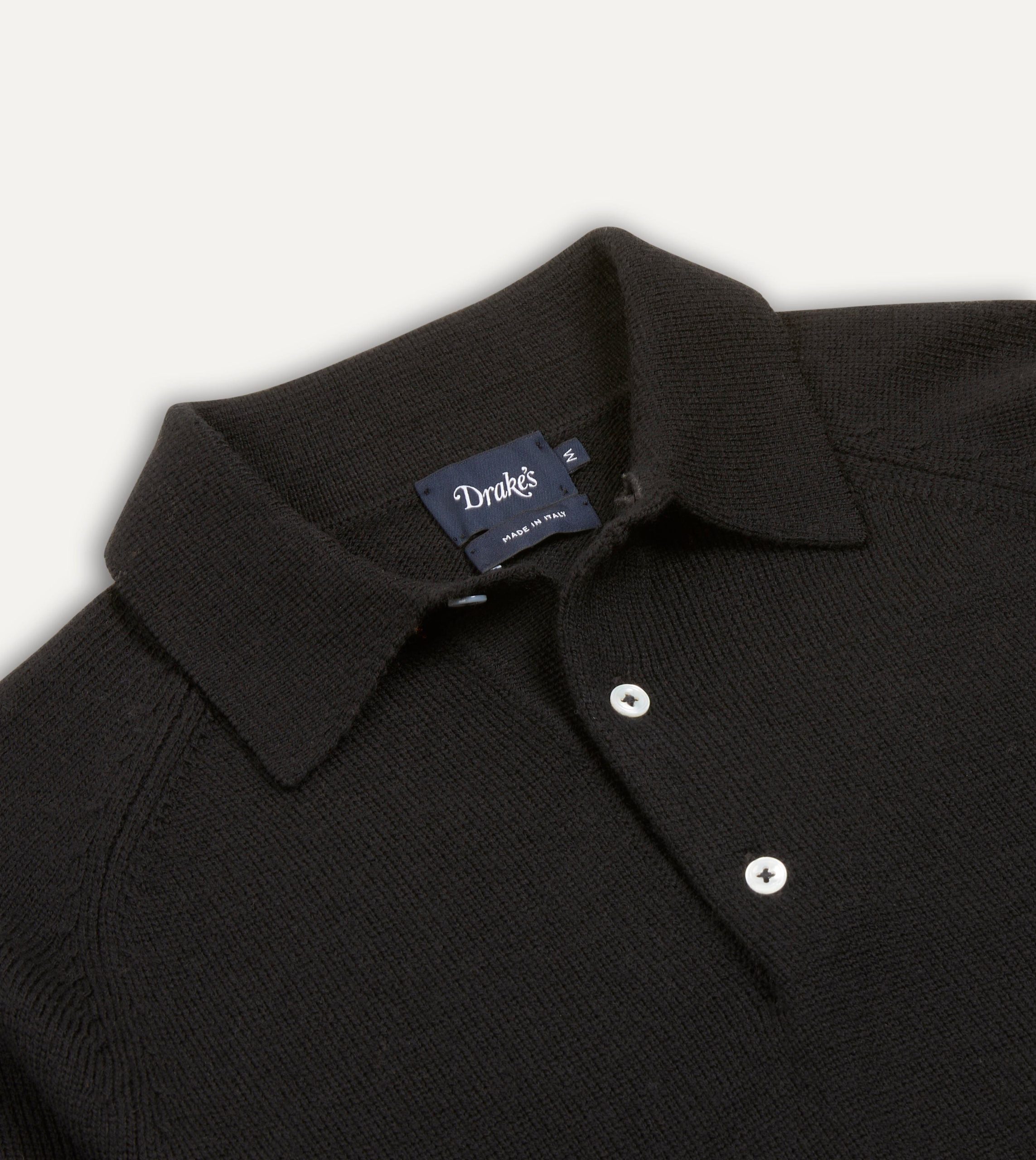 Black Merino Wool Knitted Polo - Image 3
