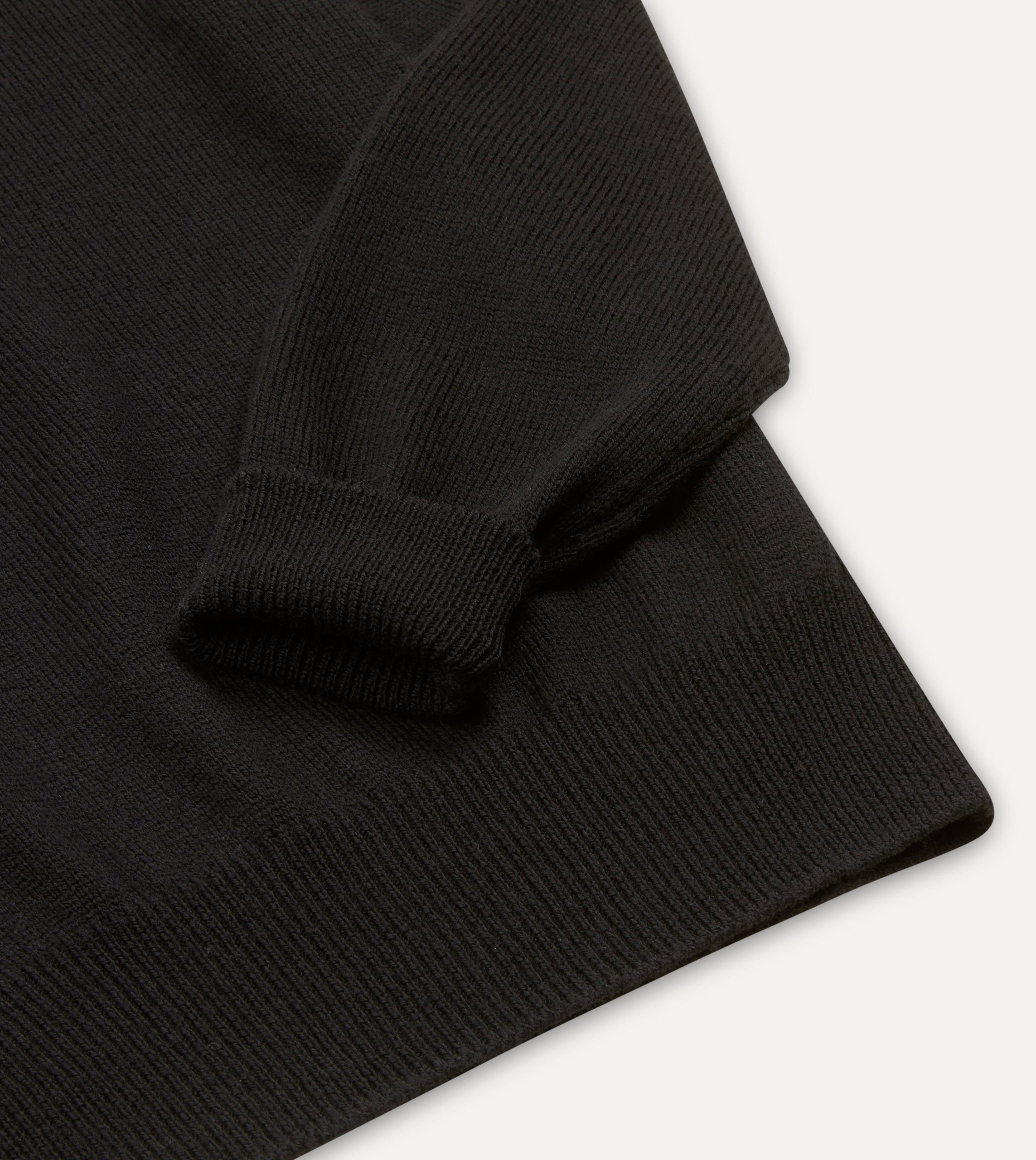 Black Merino Wool Knitted Polo - Image 5