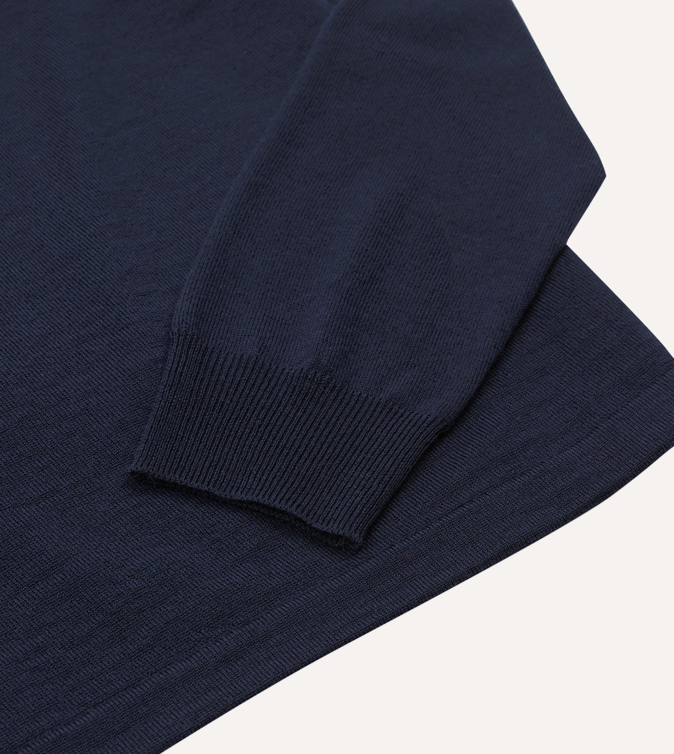Navy Merino Wool Knitted Rugby Shirt - Image 4