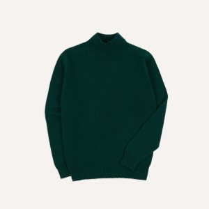 Green Brushed Shetland Mock Neck Jumper