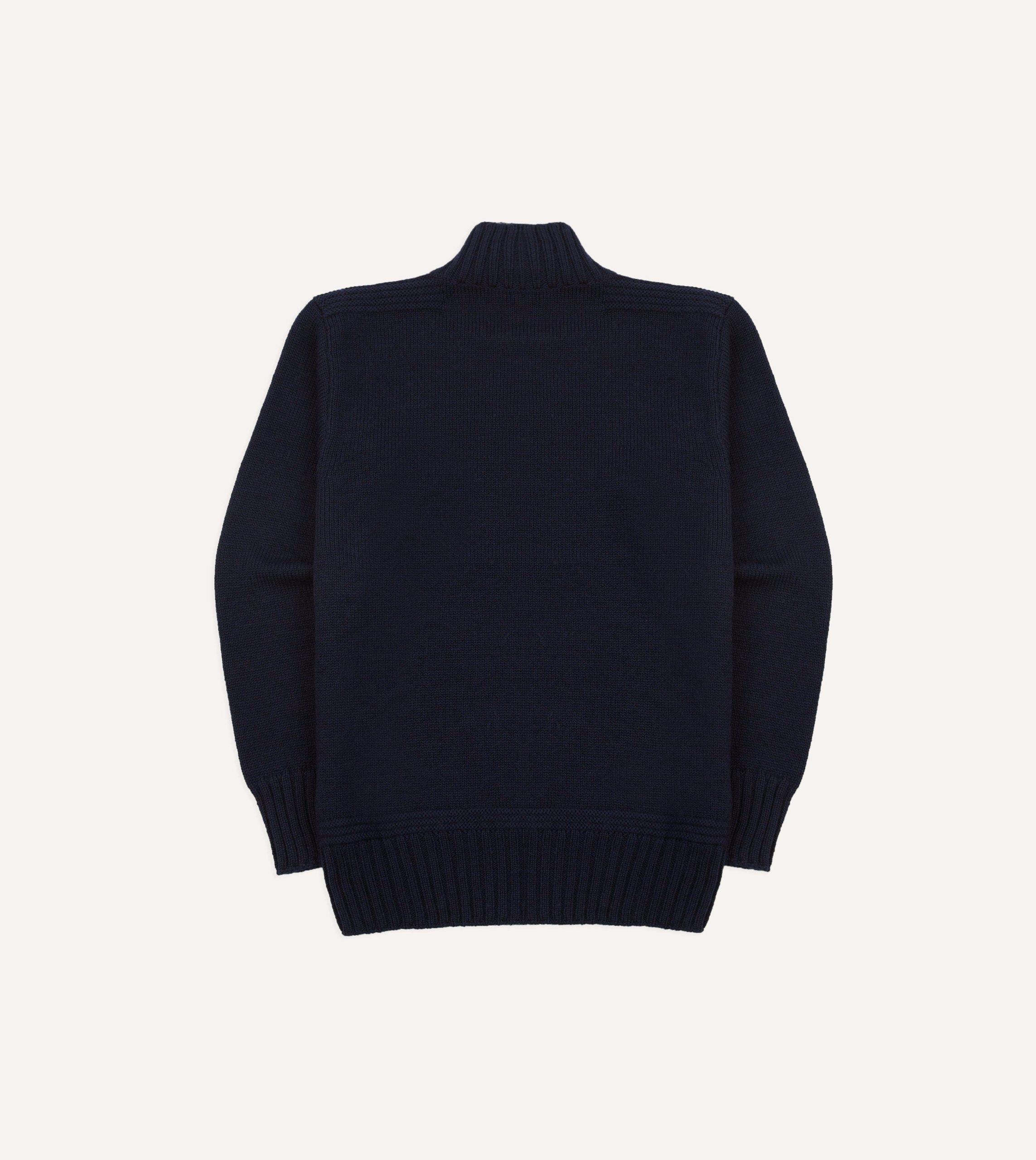 Navy Heavyweight Mock Neck Jumper - Image 5