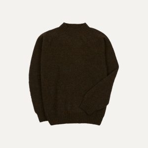 Brown Brushed Shetland Mock Neck Jumper