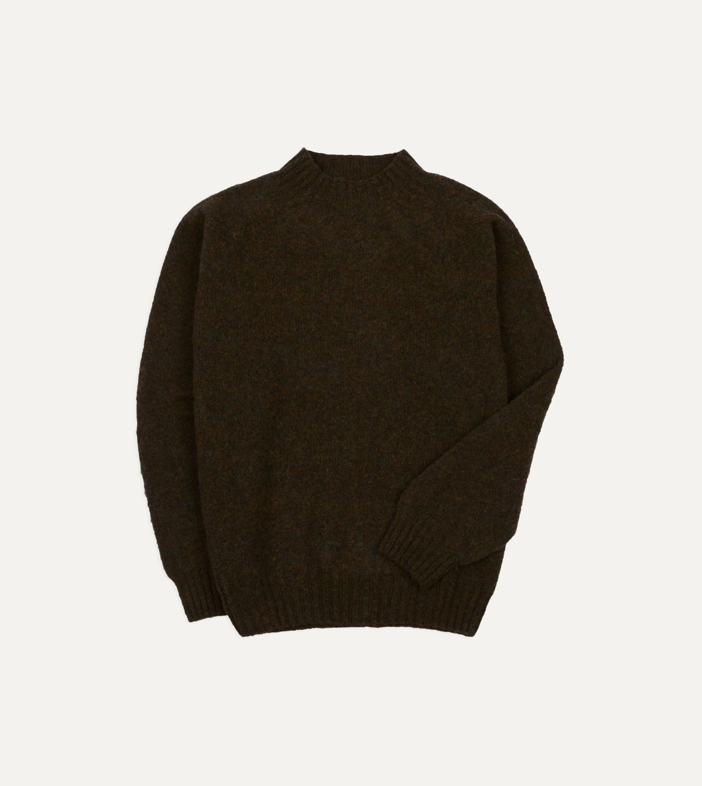 Brown Brushed Shetland Mock Neck Jumper