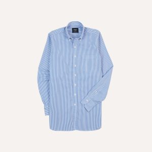 Blue Bengal Stripe Cotton Poplin Button-Down Shirt