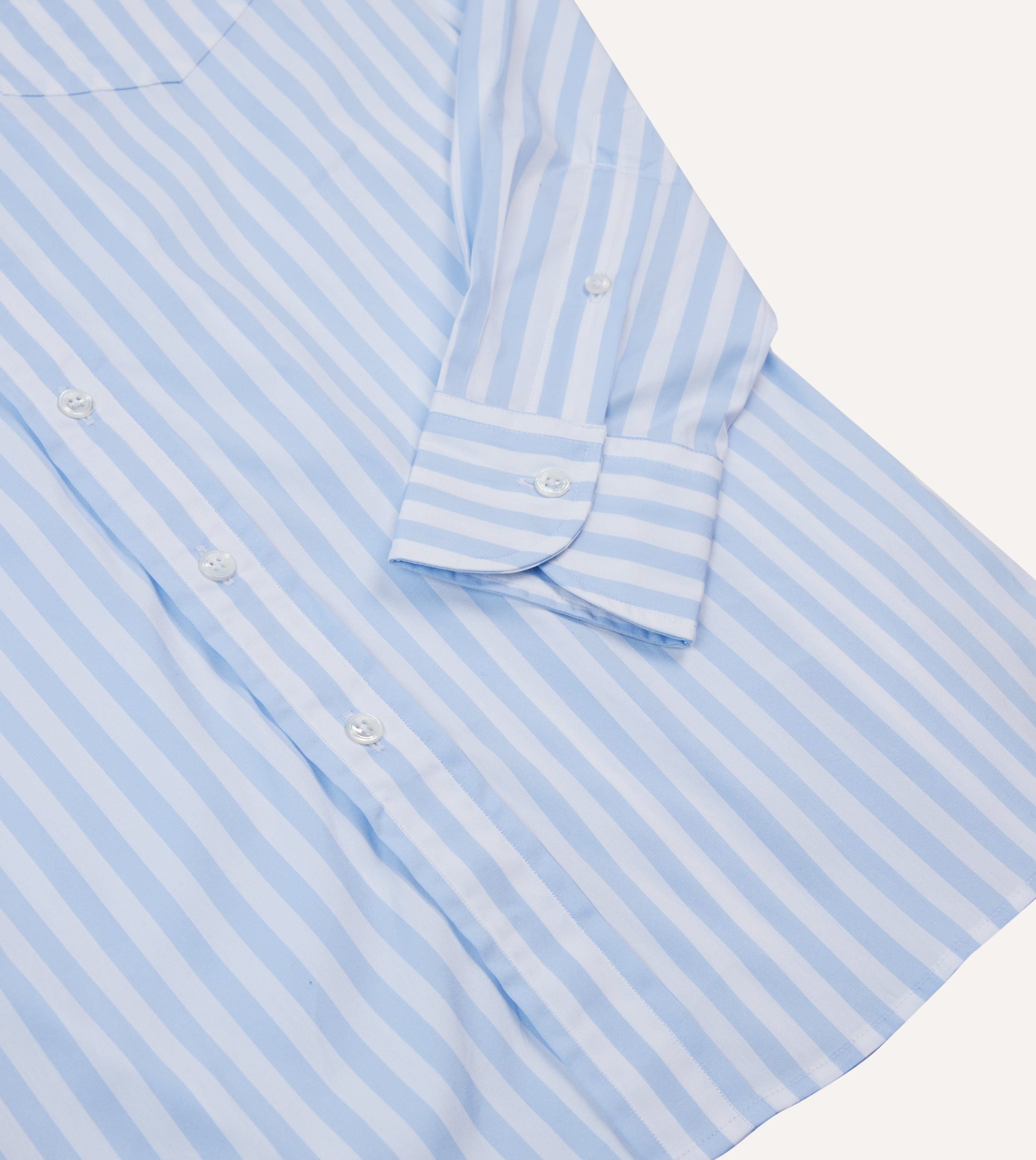 Blue Broad Stripe Cotton Poplin Button-Down Shirt - Image 5