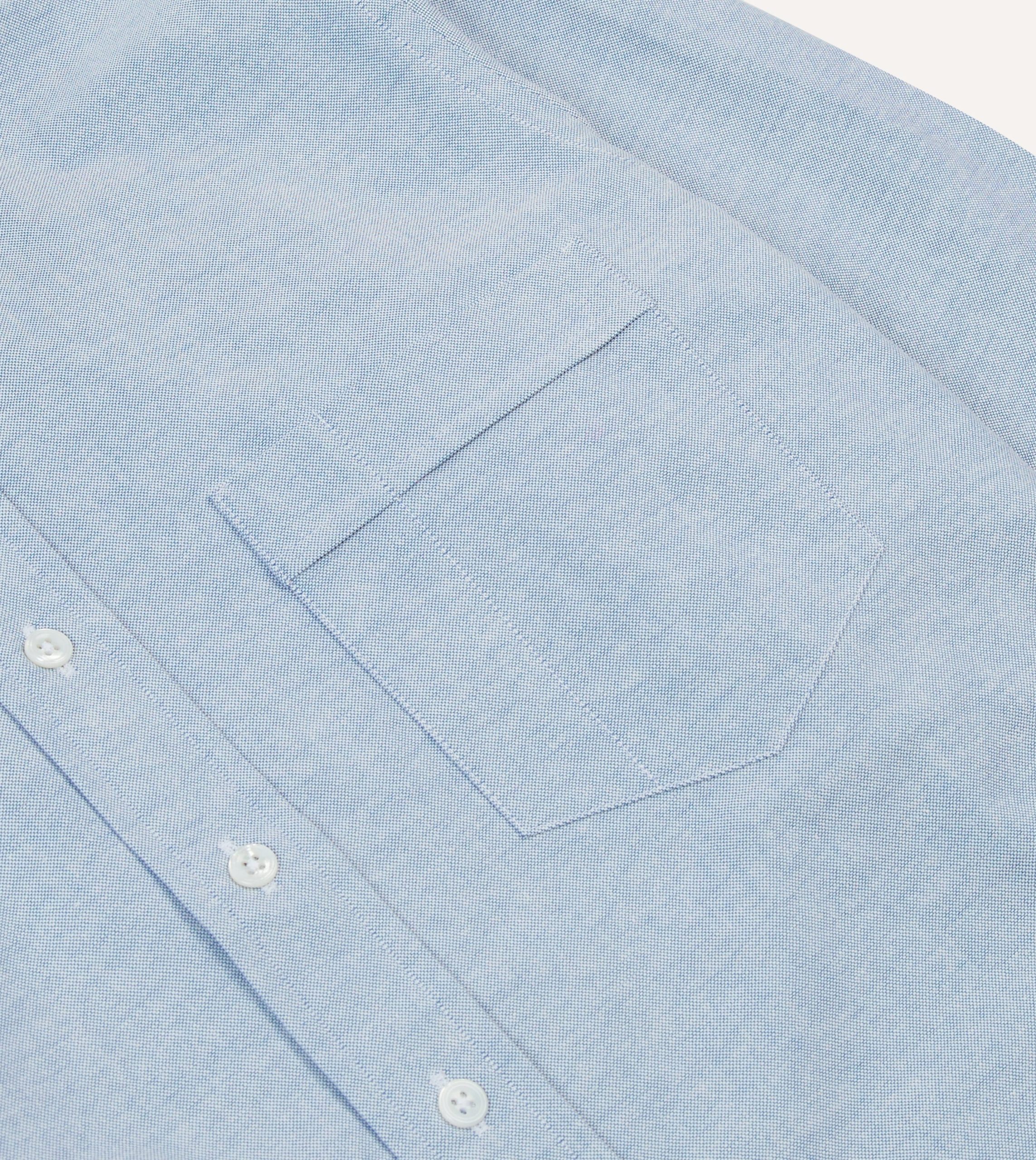 Mid-Blue Cotton Oxford Cloth Button-Down Shirt - Image 4