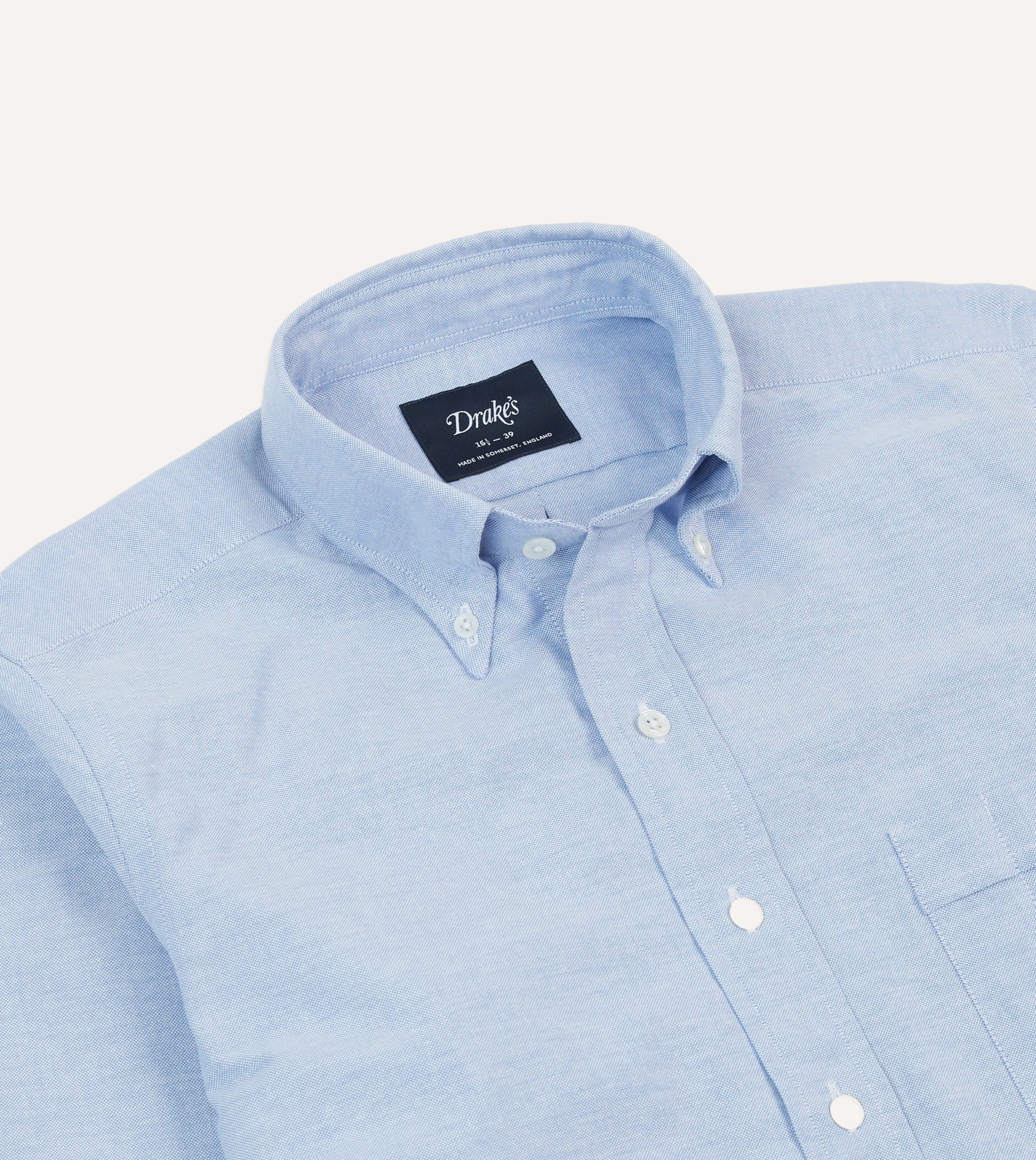 Ice Blue Cotton Oxford Cloth Button-Down Shirt - Image 3