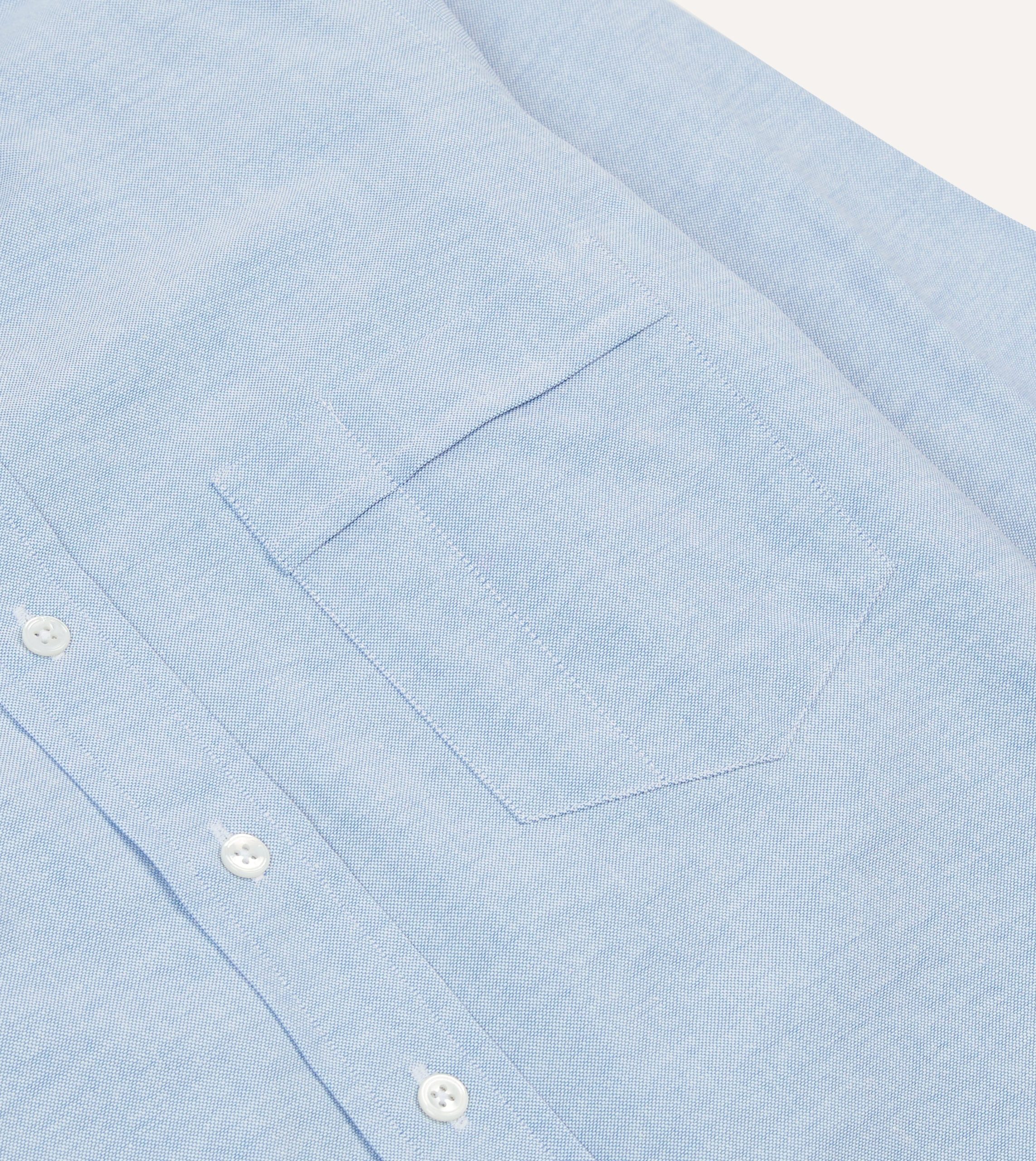 Ice Blue Cotton Oxford Cloth Button-Down Shirt - Image 4
