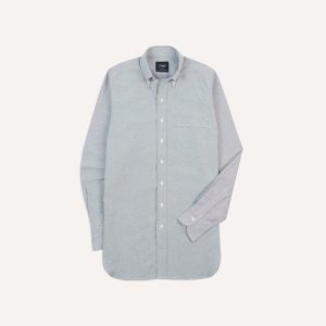 Grey Cotton Oxford Cloth Button-Down Shirt