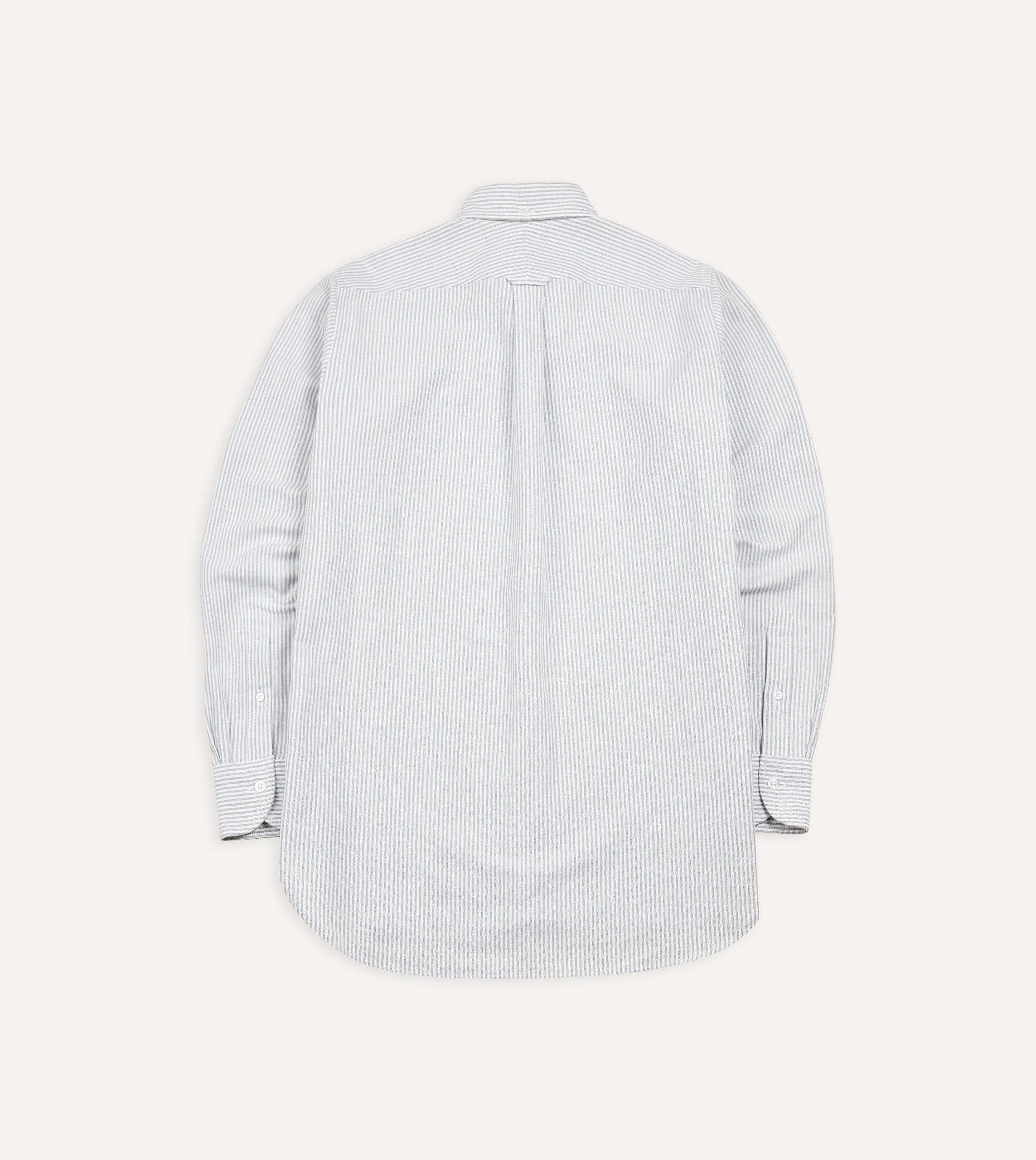 Light Green Ticking Stripe Cotton Oxford Cloth Button-Down Shirt - Image 5