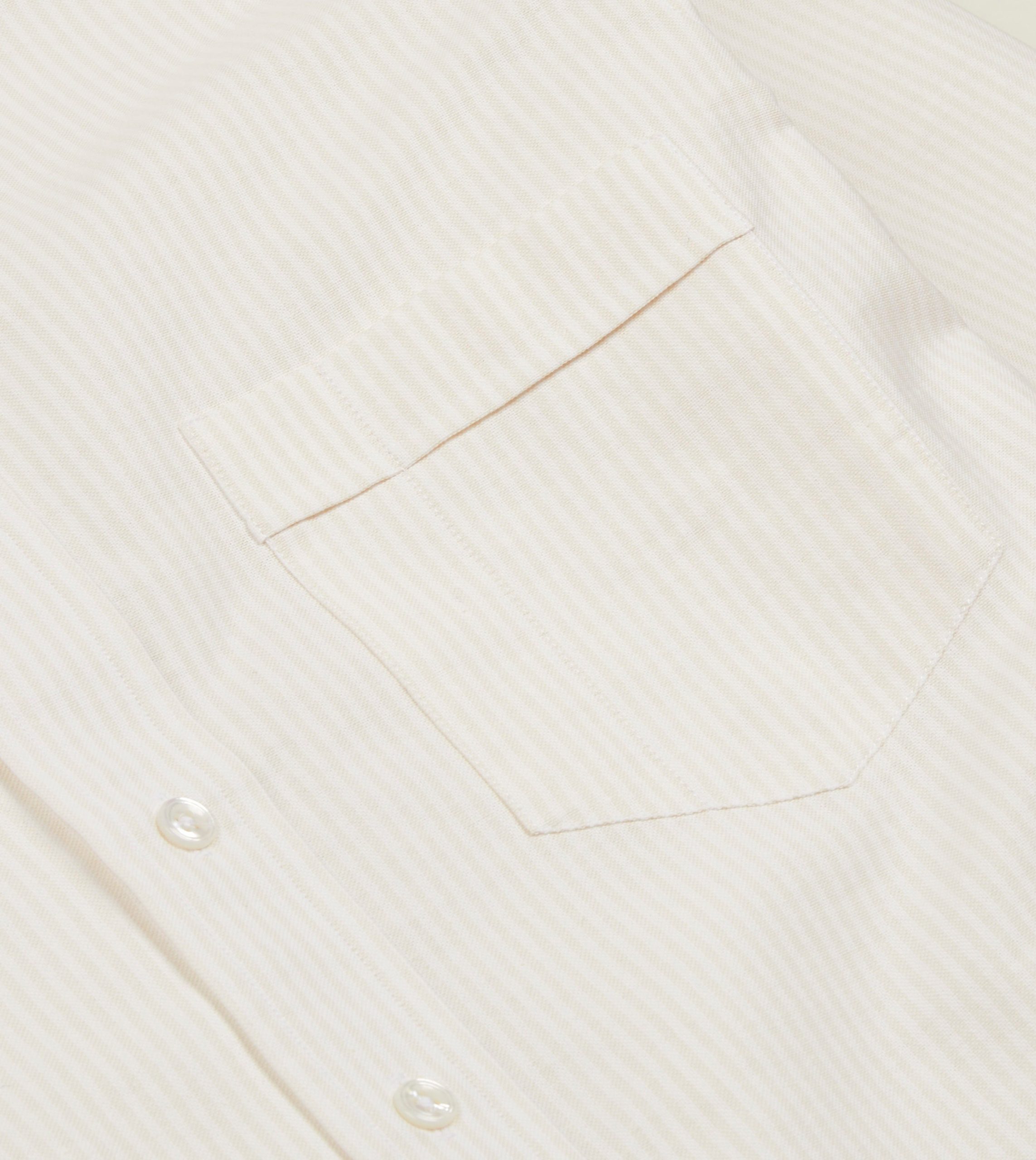 Cream Ticking Stripe Cotton Oxford Cloth Button-Down Shirt - Image 4