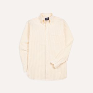 Yellow Ticking Stripe Cotton Oxford Cloth Button-Down Shirt