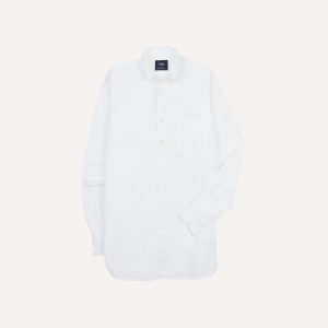 White Cotton Pocket Poplin Button-Down Shirt