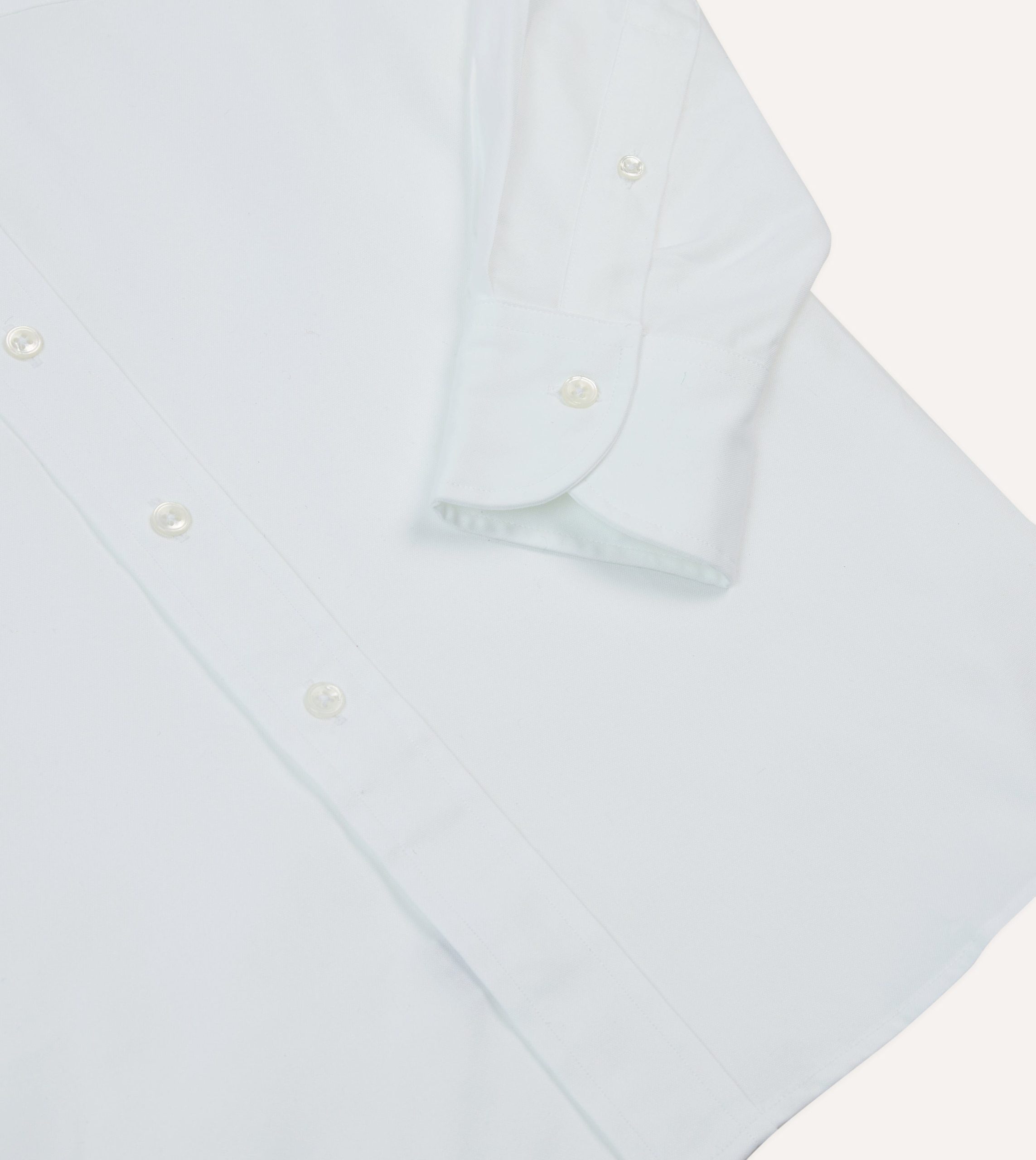 White Pinpoint Oxford Cotton Cloth Button-Down Shirt - Image 5
