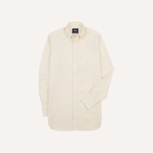 Ecru Pinpoint Oxford Cotton Cloth Button-Down Shirt