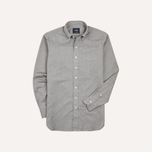 Grey Pinpoint Oxford Cotton Cloth Button-Down Shirt