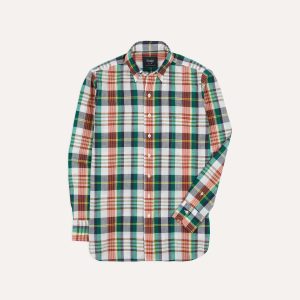 Blue and Red Madras Check Cotton Button-Down Shirt