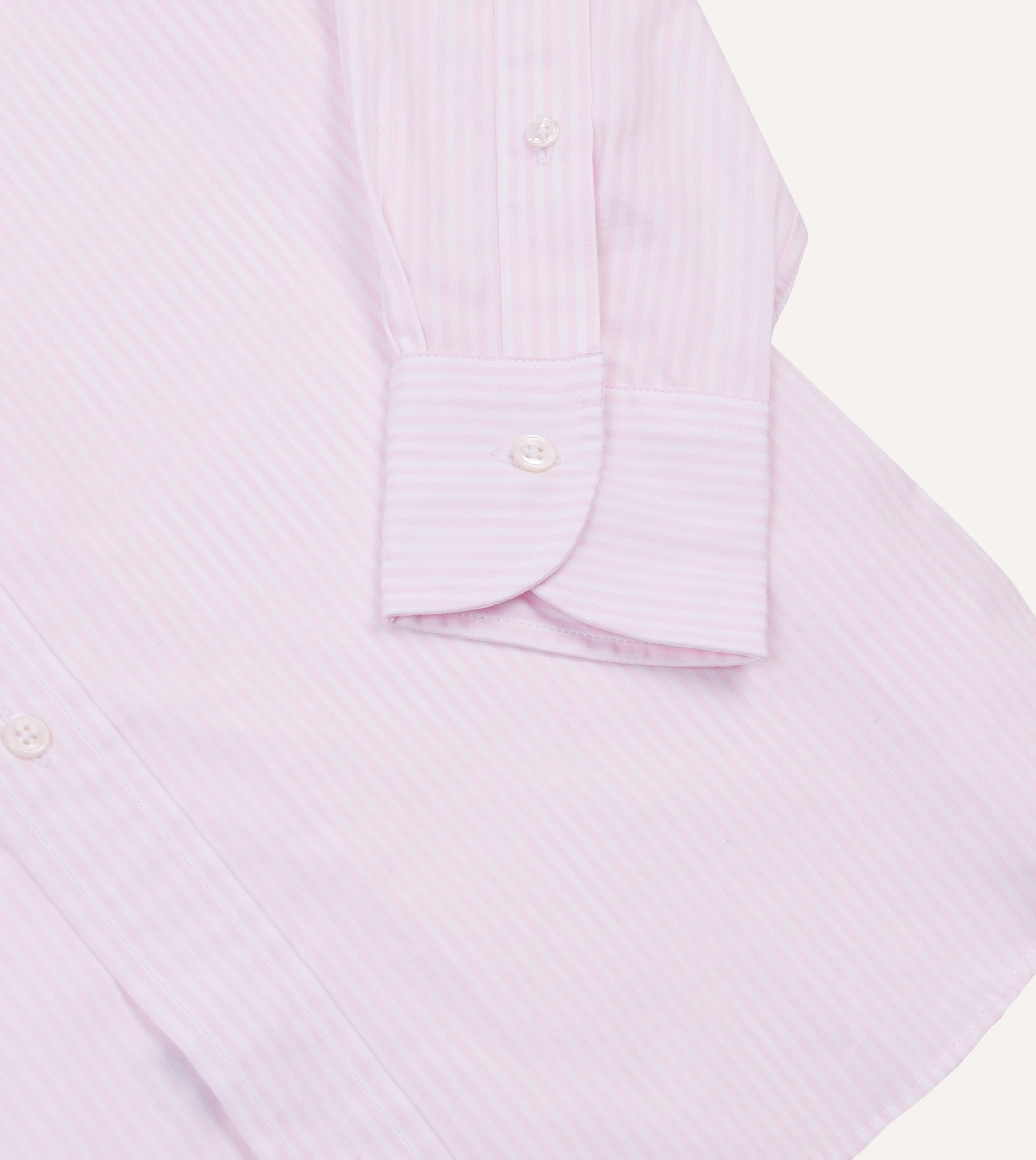 Pink Narrow Stripe Cotton Poplin Button-Down Shirt - Image 5