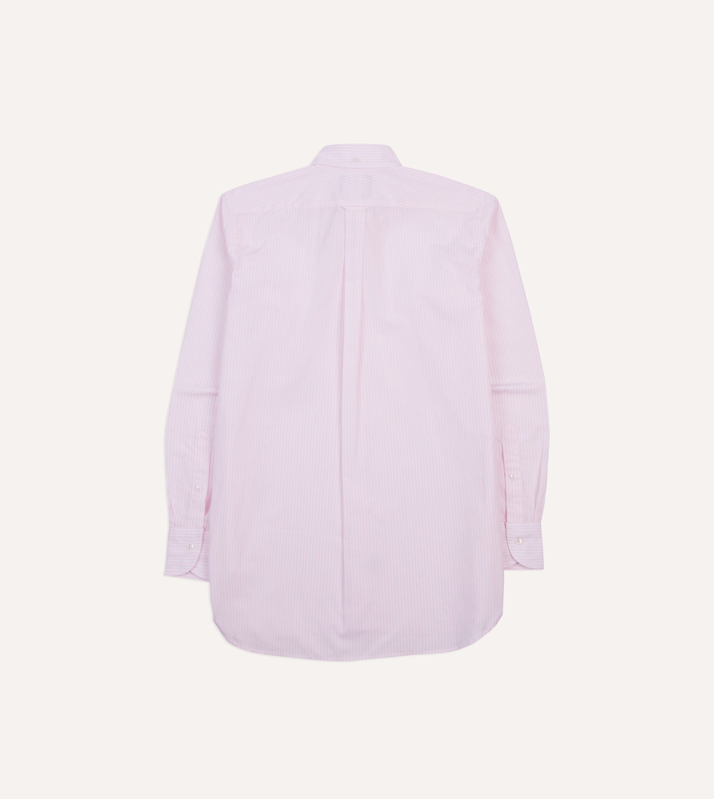Pink Narrow Stripe Cotton Poplin Button-Down Shirt - Image 6