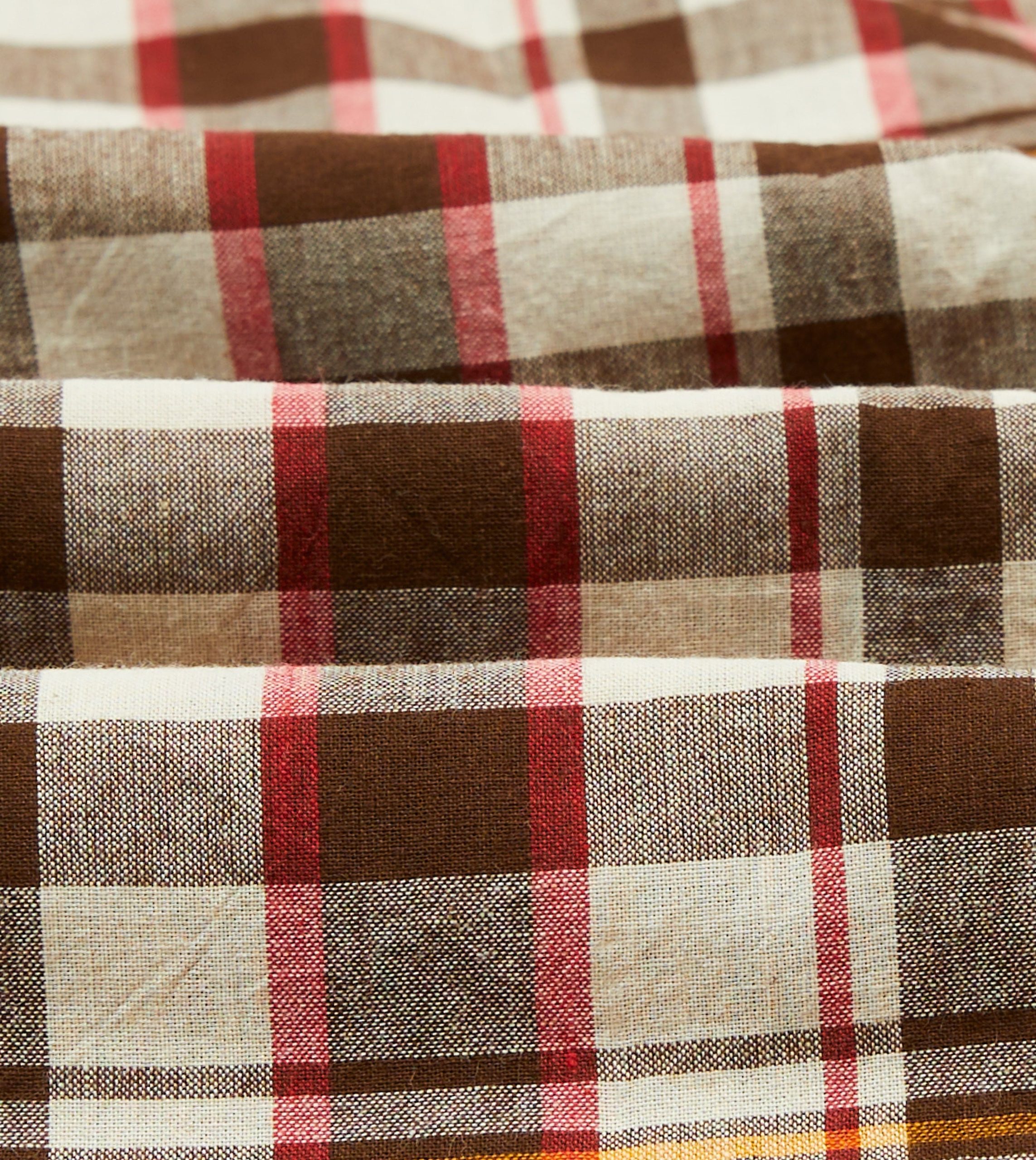 Brown and Red Madras Check Cotton Button-Down Shirt - Image 2