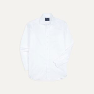 White Cotton Spread Collar Poplin Shirt