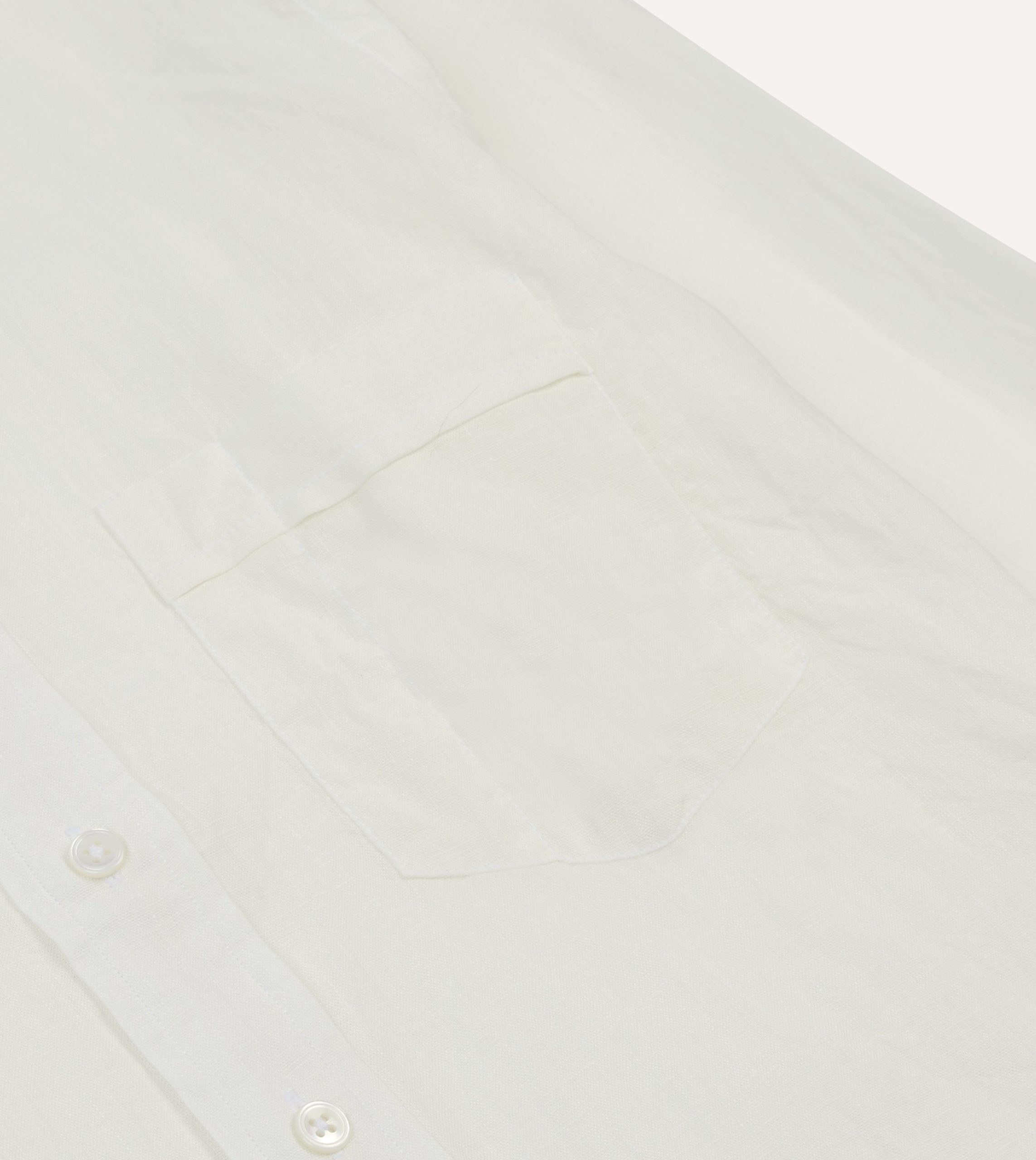 Ecru Linen Long Point Collar Shirt - Image 4