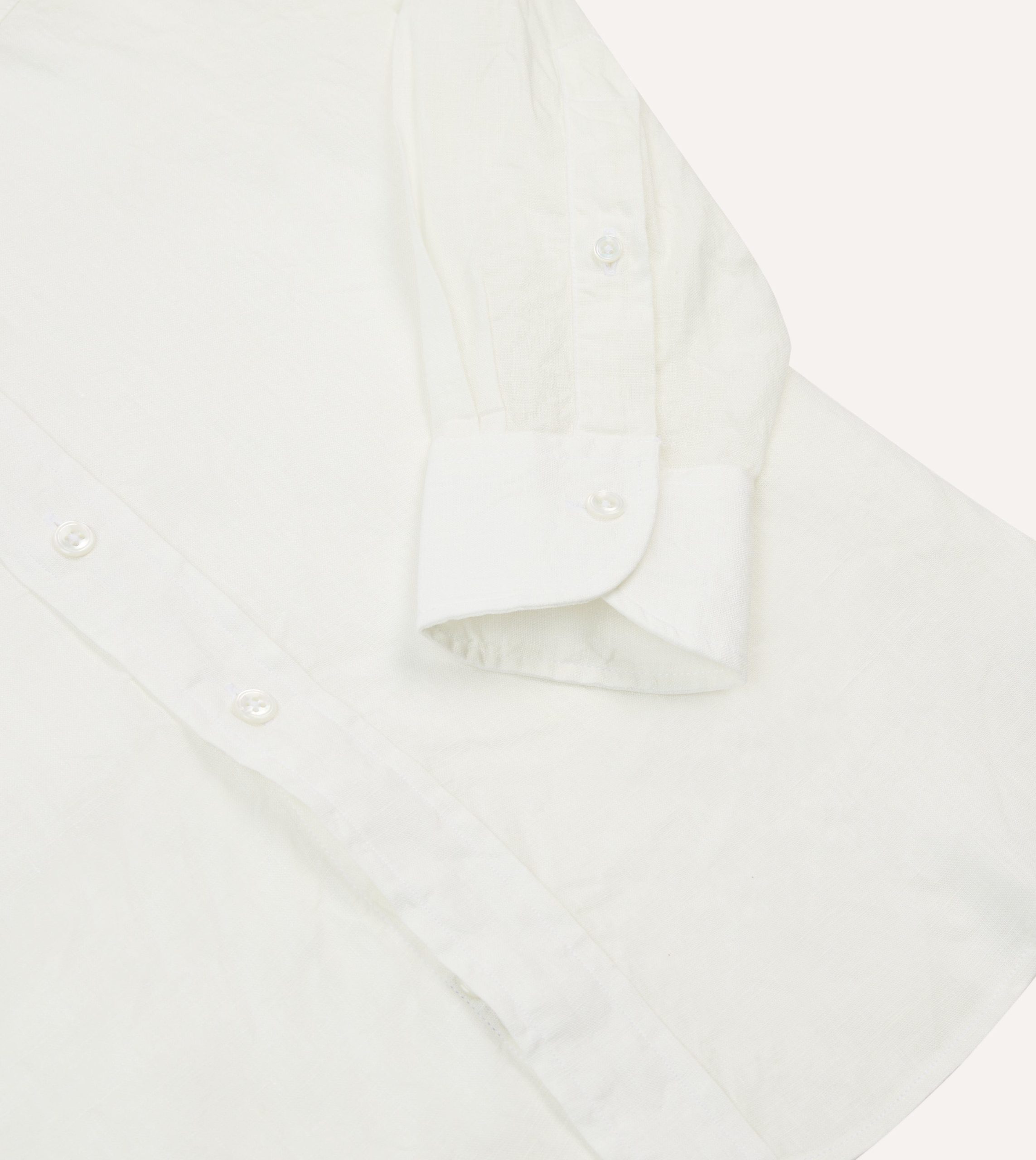 Ecru Linen Long Point Collar Shirt - Image 5