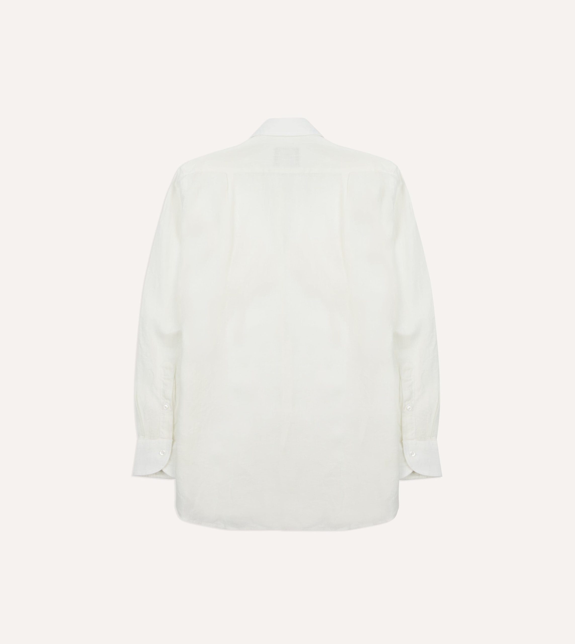 Ecru Linen Long Point Collar Shirt - Image 6