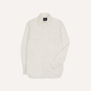White Cotton Two-Pocket Work Shirt