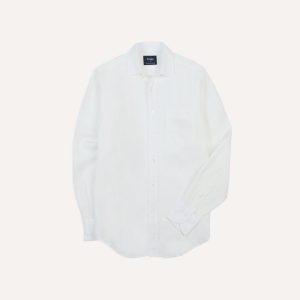 Ecru Linen Spread Collar Shirt