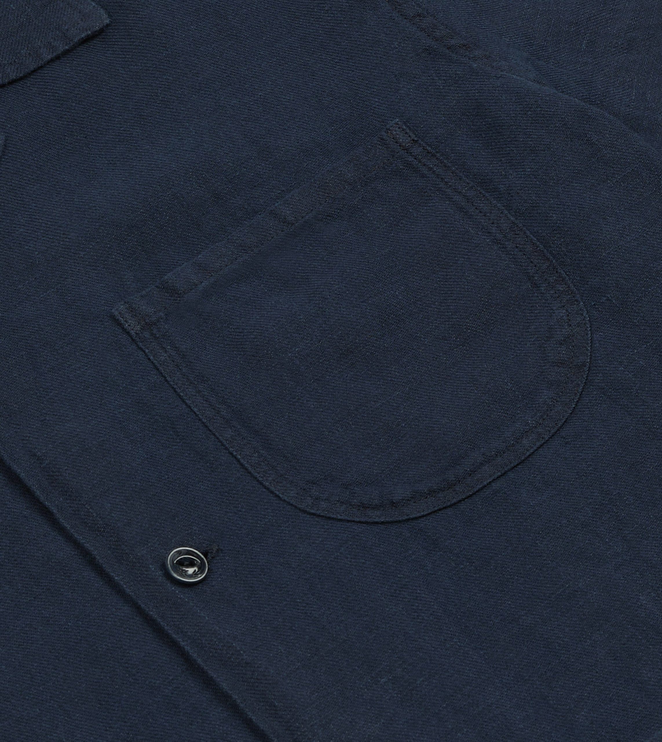 Indigo Linen Short Sleeve Safari Shirt - Image 4