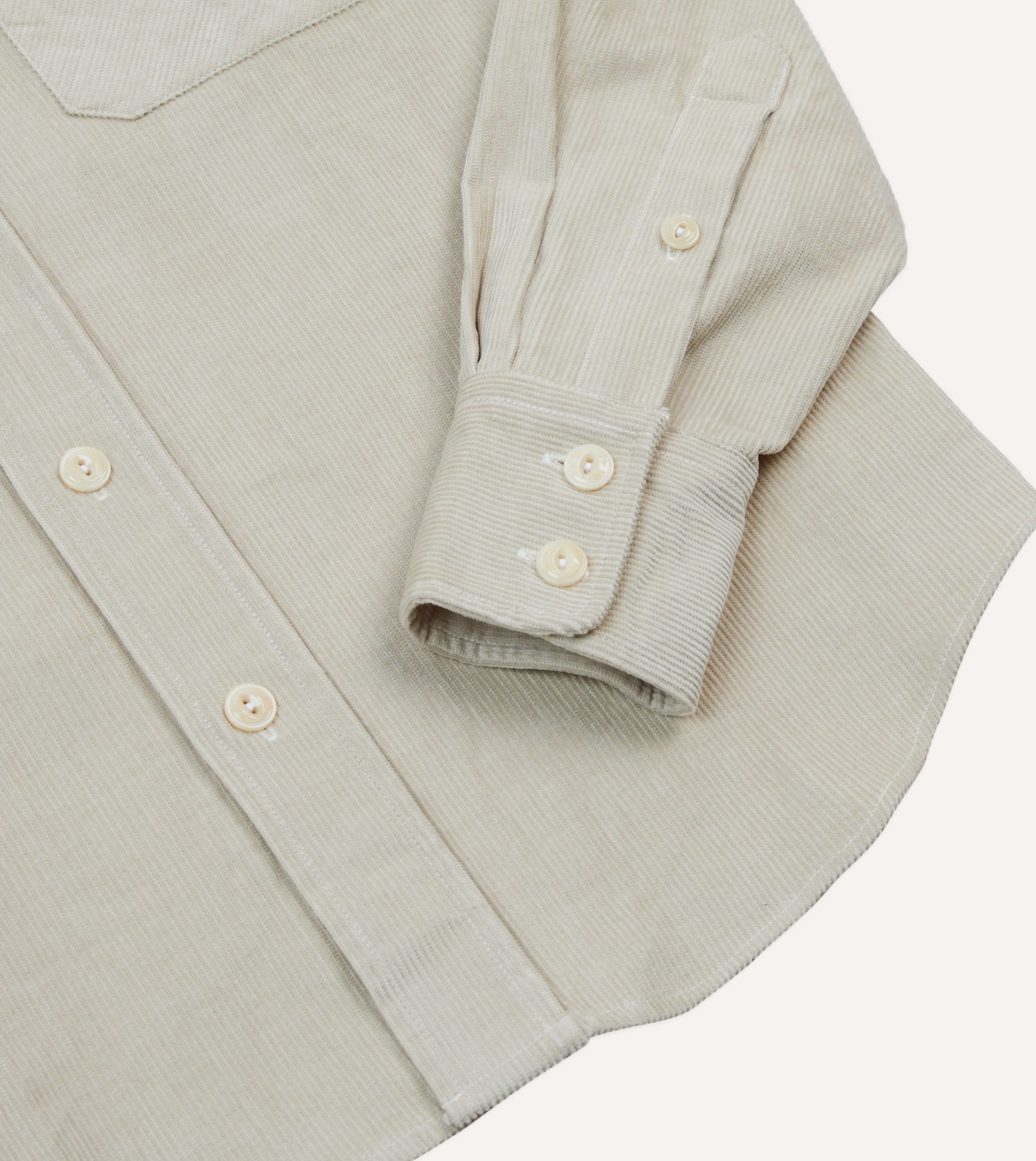 Ecru Corduroy Two-Pocket Western Shirt - Image 5