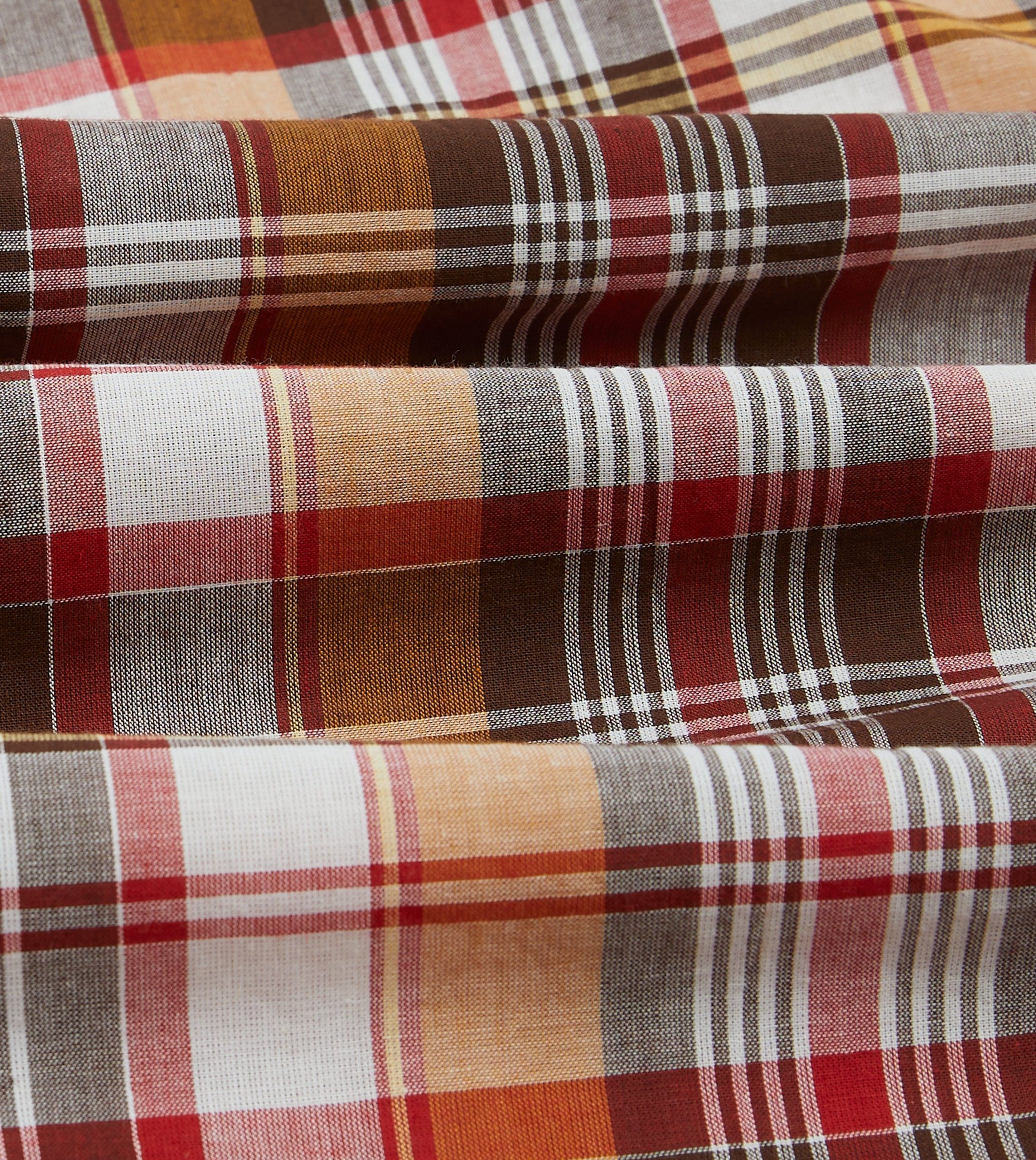 Brown and Red Madras Check Cotton Button-Down Shirt - Image 2
