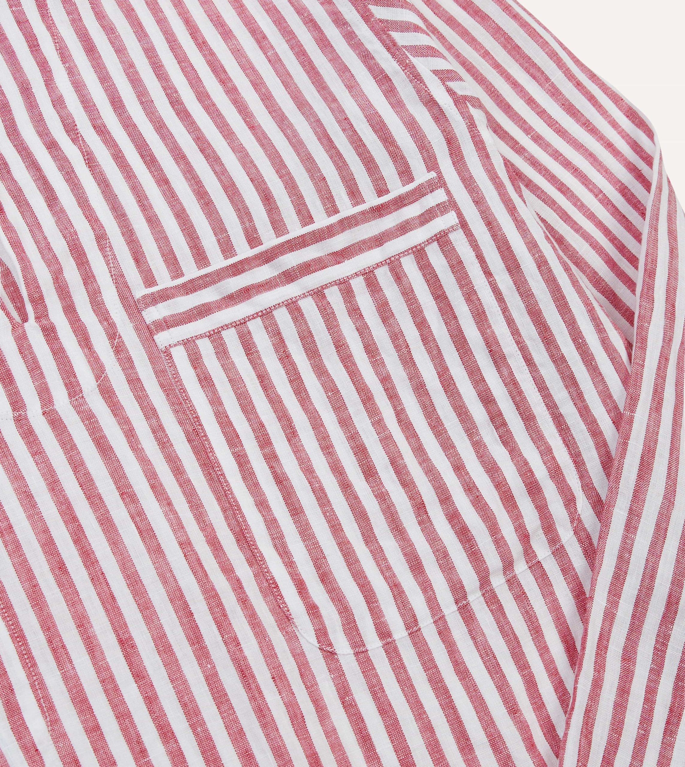 Red Stripe Linen Smock Shirt - Image 4